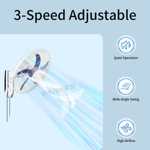 Grote wandgemonteerde mechanische plastic elektrische ventilatoren met 5 bladen, 16 inch, oscillerend, energiezuinig, klasse lage geluidssterkte, voor restaurants - Product Image 5