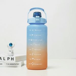 Botella de agua de gran capacidad, 2000ml, escala de tiempo, taza espacial, tapa emergente portátil para exteriores, taza de agua de Color progresivo pintada con aerosol - Product Image 5