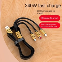 Câble de charge micro USB 3 en 1 en alliage de zinc 240W, câble de données rapide de 1,2 m pour téléphone portable, gaine en nylon tressé