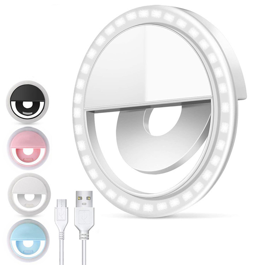 Round Portable Auto Flash ring light lamp phone case light selfie led For Cell Phone Smartphone Selfie Flashlight Makeup