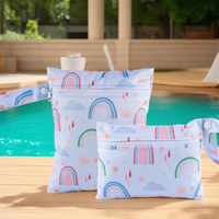 2 pièces/ensemble sac humide uni lavable avec poche simple fermeture éclair couche-culotte maillot de bain sac maman sacs avec motif imprimé