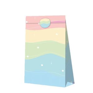 Bolsa de Regalo de Papel Kraft con Diseño de Arcoíris y Nubes, Sellada con Adhesivo, Base Cuadrada, Asa de Cuerda, Impresión a Color, para Dulces, Joyería, Fiestas de Cumpleaños - Product Image 5