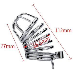 Acero inoxidable Bondage Lock Pene Juguete sexual Dispositivos de castidad masculina Jaulas de acero para pene con candado Jaulas de castidad - Product Image 4