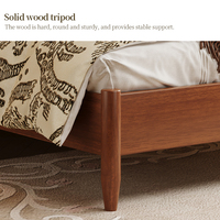 Cadre de lit moderne en bois massif avec tête de lit en rotin et cuir, lit plateforme vintage français taille Queen pour chambre principale design