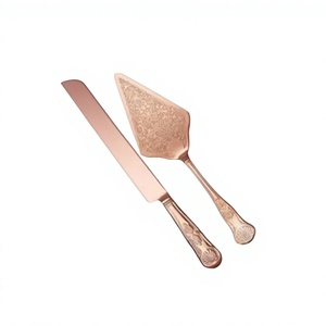 Servidor de pastel real Chapado en bronce y cuchillo hecho a mano elegante diseño plano occidental juego de cuchillos para pastel juego de herramientas para pastel de acero inoxidable - Product Image 5