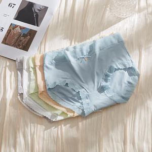 Ropa Interior de Punto Sólido de Seda Helada para Mujer y Niña, de Tiro Medio, Delgada, Transpirable, Antibacteriana, de Venta Caliente para Uso Diario - Product Image 3