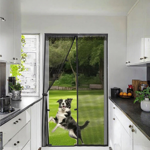 Magnetic <b>Door</b> <b>Screen</b> <b>Mesh</b> Curtain Insect Resistant Magnetic Closure Top Bottom Nylon Storage Straps Sides Drill-Free Tape (Black - Product Image 3