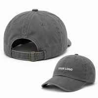 Casquette de baseball en coton lavé personnalisée de qualité supérieure avec boucle coulissante métallique, casquette non structurée à 6 panneaux pour merchandising technologique et immobilier de luxe