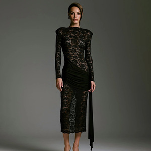 Abito Lungo Sexy da Donna con Maniche Lunghe in Pizzo Rosa Articoli Popolari Ora 2026 <span class=keywords><strong>Nuovi</strong></span> <span class=keywords><strong>Arrivi</strong></span> Elegante Abito Estivo Casual da Donna - Product Image 3