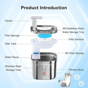 Stainless Steel Pet Water <b>Fountain</b> Automatic Circulating Cat Dog Drinking <b>Fountain</b> 690g Electric Detachable - Product Image 3