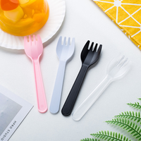 Ensembles d'ustensiles jetables biodégradables en plastique avec cuillère-fourchette à embout plat, compacts et portables pour plats à emporter, noirs