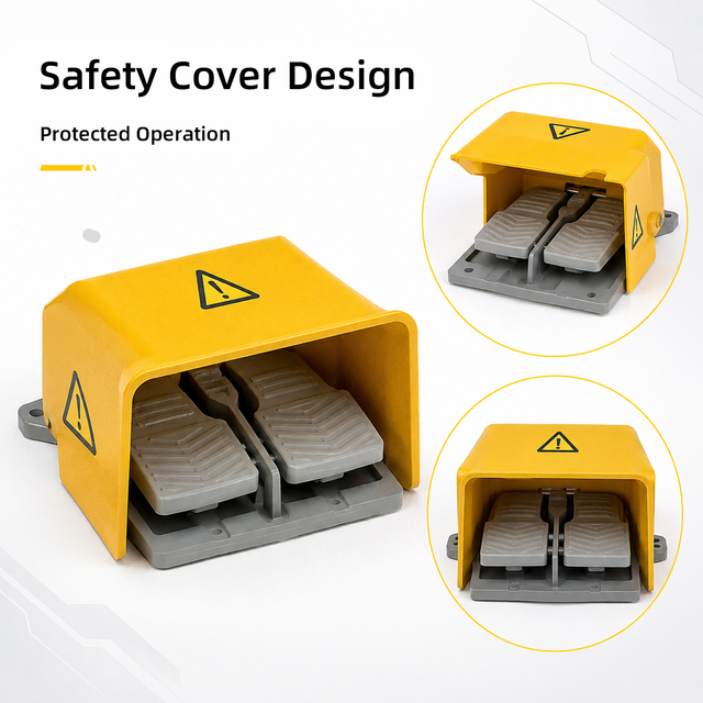 Heavy Duty Guarded Foot Switch Electric Power Pedal Switch with Safety Cover Shield for Industrial Machinery Punching Press