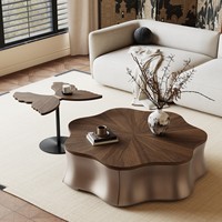Mesa de Centro de Madera Maciza Estilo Italiano Minimalista 2026, con Función Combinable y Móvil, Diseño de Mediados de Siglo, Muebles para el Hogar