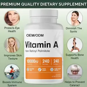 Cápsulas de vitamina A personalizadas OEM de Venta caliente de etiqueta privada compatibles con piel sana ojos Sistema inmunológico vitamina A