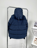 Veste d'hiver à capuche Goose MacMillan en duvet gris classique mi-longue