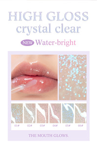 MLM customizable Glitter Mirror Water <b>Lip</b> Gloss Moisturizing Waterproof High Color Rendering Non-stick Cup Plumping <b>Lip</b> Glaze - Product Image 6