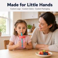 Bouteille d'eau en plastique de 15 oz sans BPA avec logo personnalisé ZB Wholesale pour enfants, résistante aux déversements, paille flexible, compatible lave-vaisselle