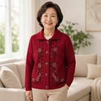 Ventes Flash : Cardigan Tricoté pour Femme Âgée – Manteau de Printemps et d'Automne pour Maman et Grand-Mère