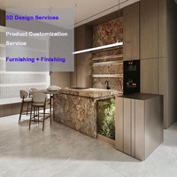 Projet de villa en Nouvelle-Zélande, conception de cuisine, ensemble de meubles de cuisine, îlot en marbre modulaire, ensemble d'armoires de cuisine en PVC
