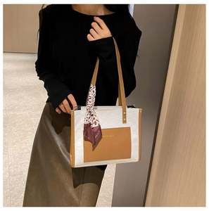 I-0536 Hot Selling Handbags Factory Wholesale Woman <b>Large</b> Capacity <b>Tote</b> <b>Bag</b> <b>with</b> Silk Ribbon Fashion College Student Book <b>Bag</b> - Product Image 5
