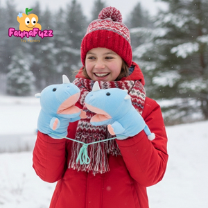 Gants en peluche en forme d'animaux, dinosaure, rhinocéros, requin, mitaines amusantes pour tous les âges, tailles petites et grandes, chauffe-mains d'hiver - Product Image 4