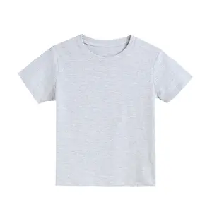 قميص للأطفال قصير الأكمام قطن 100% ملابس علوية بلون واحد قميص قاعدة صيفي للأولاد والبنات