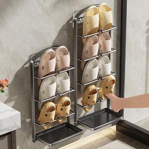 Support mural pour pantoufles de salle de bain 60x70cm, 4 niveaux, organisateur de rangement durable pour chaussures de toilette - Product Image 5