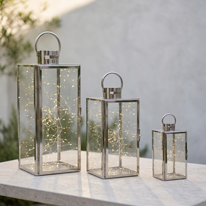 Lanternes classiques en acier inoxydable en gros, de différentes tailles, pour la décoration de table et de sol - Product Image 2