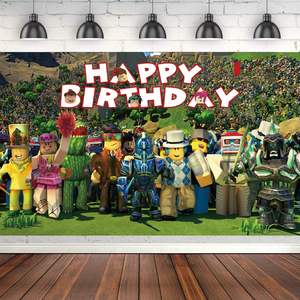 <span class=keywords><strong>Roblox</strong></span> jeu thème fête Photo toile de fond jeu chaud toile de fond tissu enfants <span class=keywords><strong>anniversaire</strong></span> Photo fond pour garçons fête décoration - Product Image 4