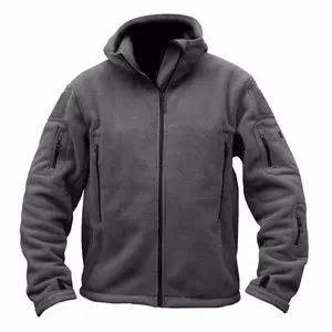 Men's Outdoor Warm Keeping Liner Fleece Sweater Shell Jacket Solid Color Wind Hoodie Hooded Loose Zipper Jacket