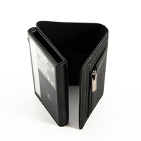 Dompet Pop Up Hitam Anti RFID, Tempat Kartu dengan Gesper Magnetik dan Ritsleting, Dompet Mini untuk Kartu Kredit
