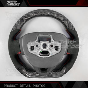 Volant en fibre de carbone LED personnalisé avec poignées en microfibre pour <span class=keywords><strong>Ford</strong></span> Focus MK4 2018-2024, Fusion <span class=keywords><strong>Active</strong></span>, Fiesta, Puma ST, modèles <span class=keywords><strong>Ka</strong></span> - Product Image 5