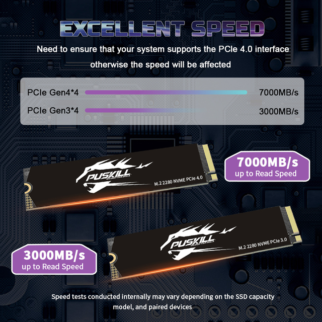 PUSKILL PCIE3.0 High Speed and Large Capacity NVME 256GB SSD M.2