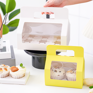 Lujo al por mayor logotipo personalizado y cuadrado tiramisú pastel rebanada para color boda 10 pulgadas 12 pulgadas con asa ventana pastel cajas - Product Image 2