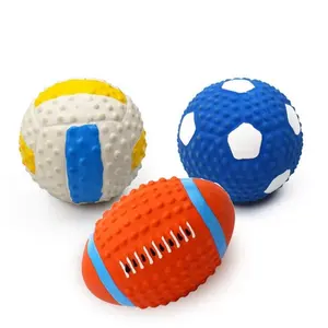 Juguetes para perros de látex rellenos de algodón de alta elasticidad, pelota interactiva Molar duradera, pelota de Rugby para masticar, juguetes con sonido chirriante para mascotas