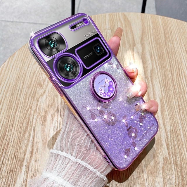 Women case for ZTE Nubian Z60 Ultra Gradient Glitter Flower Ring All-inclusive Phone Case