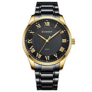 Montre à quartz personnalisée avec logo, bracelet en alliage d'acier inoxydable, pour homme, style simple, décontracté, cadran en verre, aiguilles mécaniques - Product Image 4