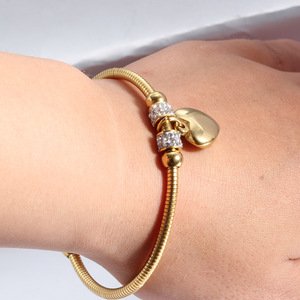 Bracelet en acier inoxydable en forme de cœur, fermoir magnétique de 3 mm avec sertissage de diamants, pour femme, bijou cadeau - Product Image 4