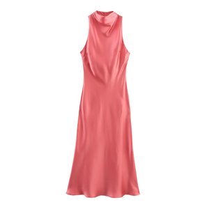 MYST & ZA-Robe <span class=keywords><strong>midi</strong></span> élégante texturée en satin sans manches, col empilé, nouveauté été 2025, 1165062 - Product Image 1
