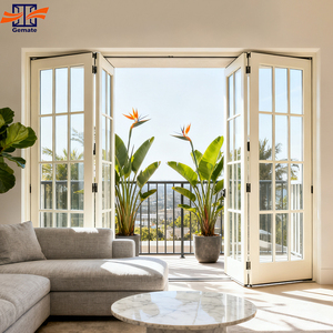 Nhôm đôi kính cường lực Patio bi-gấp có thể gập lại cửa accordion ban công Patio bi gấp gấp cửa ra vào - Product Image 1