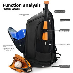 Sac à dos en tissu Oxford pour équipement de baseball et softball américain, grande capacité, multifonctionnel, double bretelle, utilisation en extérieur - Product Image 3