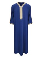 Kaftan Abaya Thobe Bisht de style marocain haut de gamme, broderie en corde, poche latérale, tissu épais, manches longues, grande taille