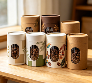 Eco-Friendly Custom Size PET <b>Film</b> Coated Kraft Paper Coffee Tube Visual <b>Window</b> Recyclable Cylindrical Canister Coffee Beans - Product Image 6
