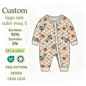 Body per Bambina in Vendita, 95% Bambù 5% Spandex, Stampa Retrò Grunge Clown, Cerniera YKK Scorrevole, Tutina per Neonati - Product Image 1