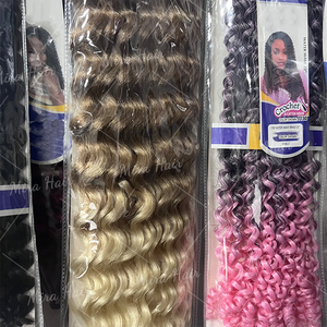 130g Mèches de cheveux synthétiques à ondulations profondes, style Deep Water Wave Twist Boho Curls, fibre ignifuge - Product Image 4