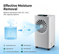 Déshumidificateur Électrique Portable en Plastique Airwens avec Réservoir d'Eau Visible Amovible, Vidange Facile, Minuteur 24H, Silencieux pour Sous-sol et Placard