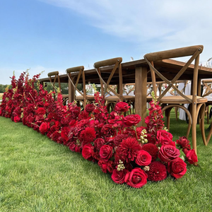 Fleurs artificielles en soie rouge imprimées en 3D effet toucher réel pour mariage, idéales pour centre de table (hortensia, gypsophile) - Vente en gros - Product Image 1