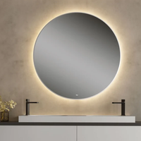 Miroir intelligent LED argenté pour salle de bain avec éclairage réglable, étanche, design moderne