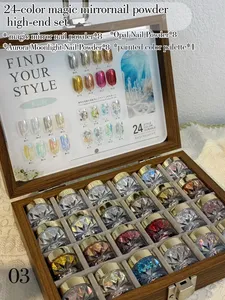 1/24 PCS High-end Mirror <b>Magic</b> Mirror Powder Set With Storage <b>Box</b> Colorful Bright Nail Art Powder Opal Home Powder, Nail Art Na - Product Image 1