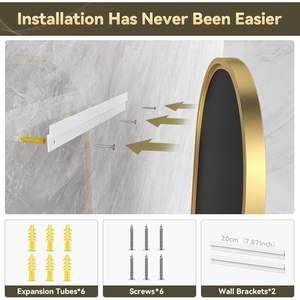 Brightify 20x36 Inch Modern <b>Gold</b> Oval Bathroom Vanity <b>Mirror</b> Metal Framed Wall <b>Mirror</b> for Bedroom - Product Image 6